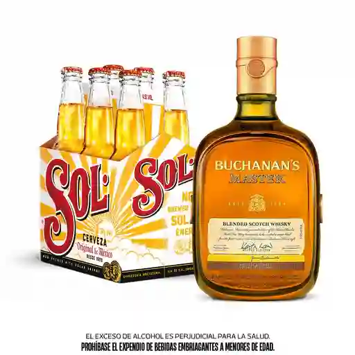 Six Pack Cerveza Sol Botella 330 Ml + Buchanan´S Master Blender 750 Ml