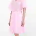 Vestido Cuello V Manga Corta Morado Talla M 552264