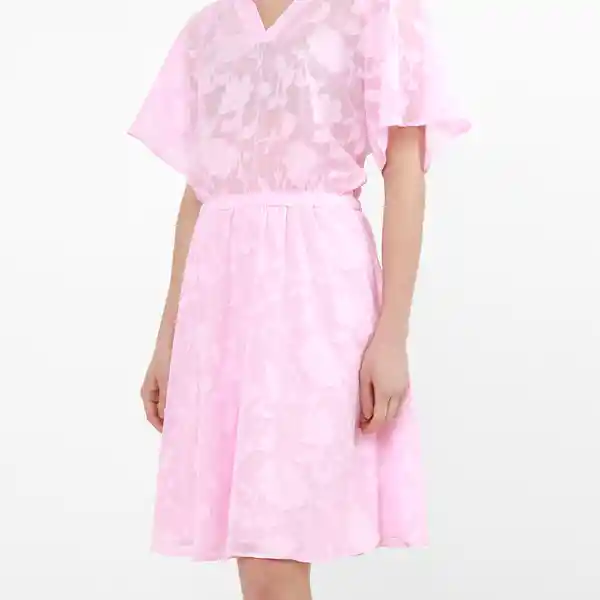 Vestido Cuello V Manga Corta Morado Talla M 552264