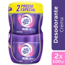 Desodorante Lady Speed Stick Double Defense Crema Pote 100 g x 2