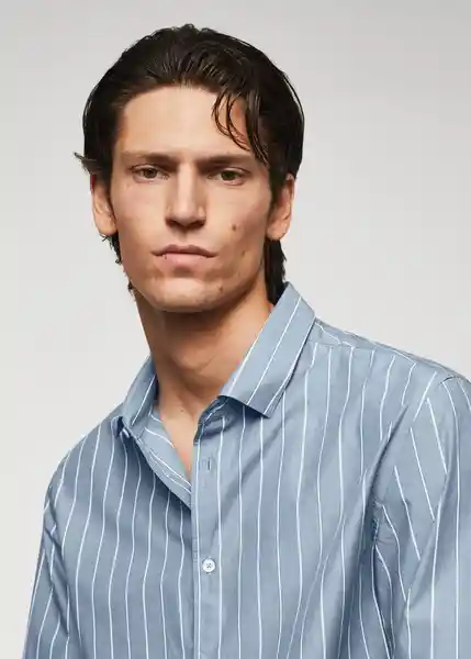 Camisa Sorgues Azul Talla L Hombre Mango