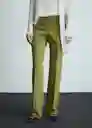 Pantalón Checky Verde Talla 32 Mujer Mango