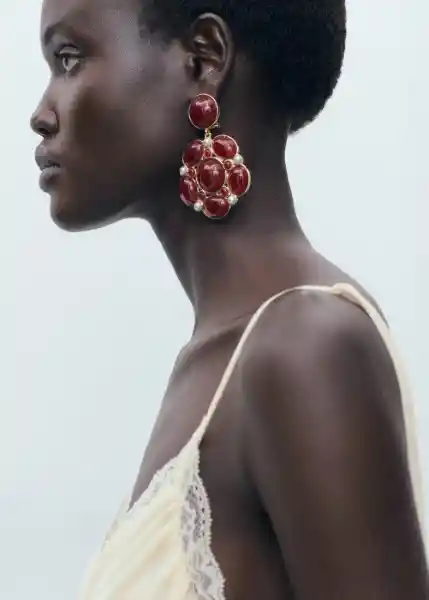 Pendientes Lina Rojo Talla 99 Mujer Mango