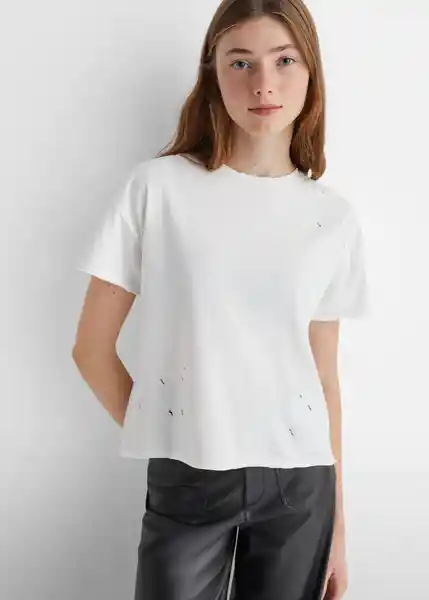 Camiseta Holes Off White Talla 21 Mango Teen Girl Mango