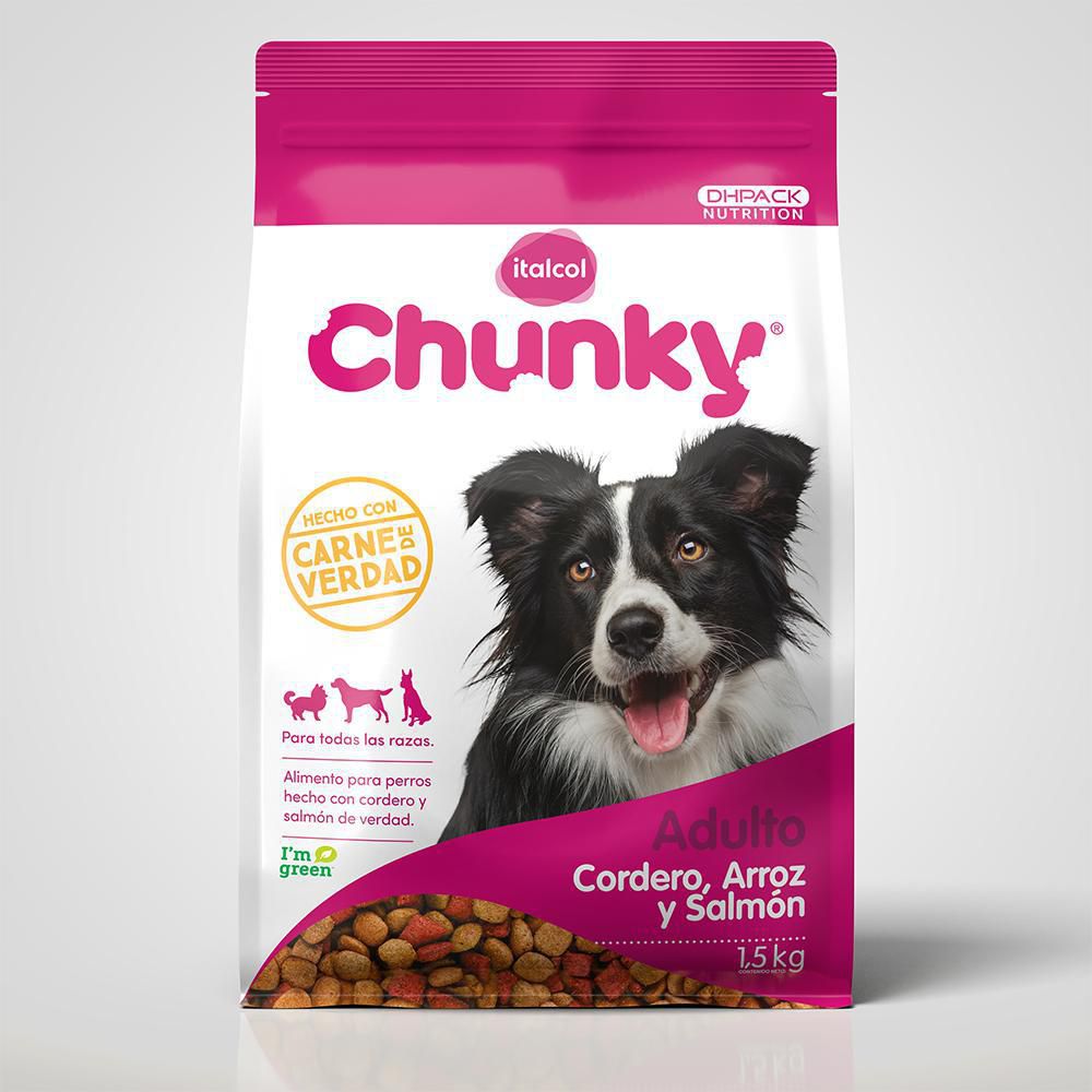 Chunky Alimento para Perro Adulto Sabor a Cordero Arroz y Salmón 1500 g