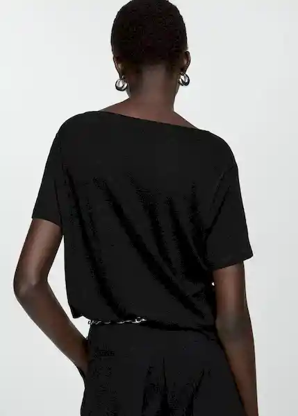 Camiseta Linito Negro Talla S Mujer Mango