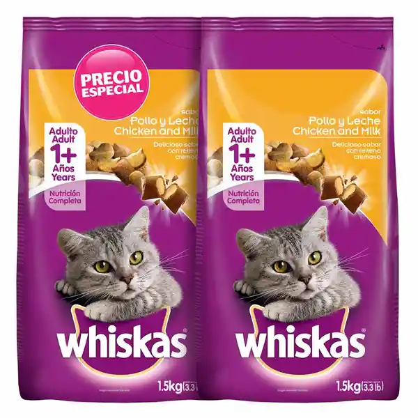 Whiskas Pack Snack Para Gato Adulto Pollo y Leche