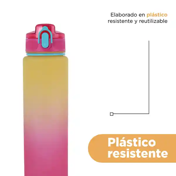 Vaso Plástico Con Correa Amarillo y Rosa 1 L Miniso