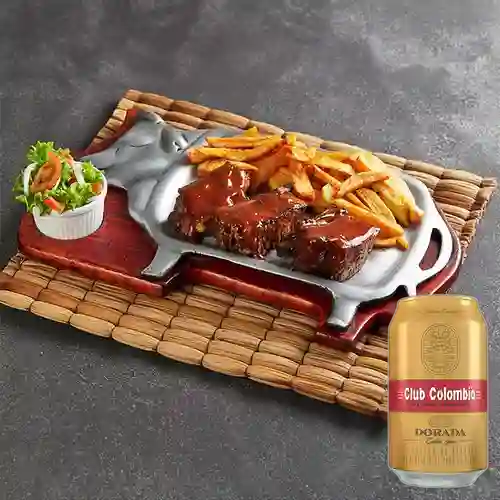 Combo Costillas BBQ + Club col. Dorada Lta 330ml