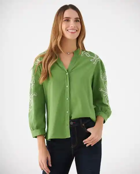 Camisa Verde Pesto Medio Talla S 619F053 Esprit