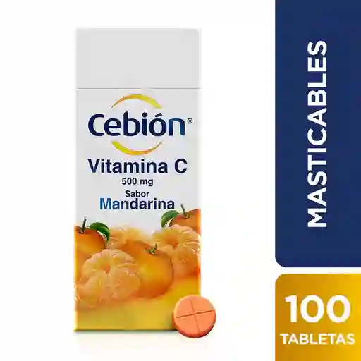 Cebión tabletas Masticables de Vitamina C sabor a Mandarina por 100 unidades