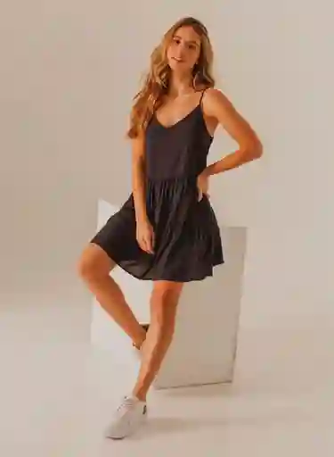 Vestido Manga Sisa Mujer Negro Talla S People