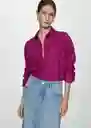 Camisa Lino Fucsia Talla 26 Mujer Mango