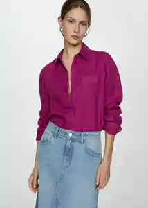 Camisa Lino Fucsia Talla 26 Mujer Mango