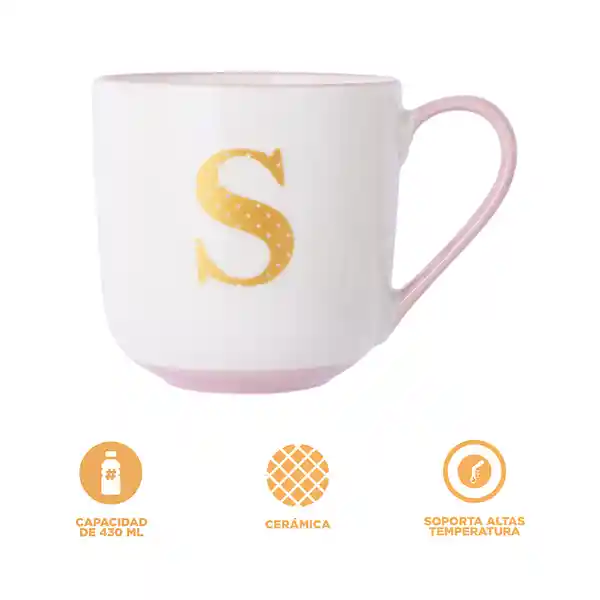 Taza de Cerámica Rosa 430 mL Serie Miniso