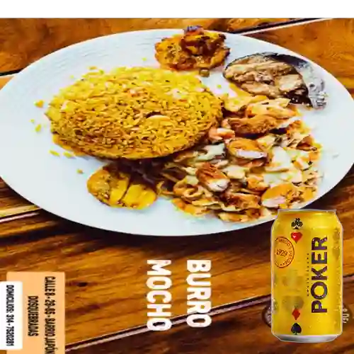Combo Burro Mocho + Cerveza Poker Lta 330ml