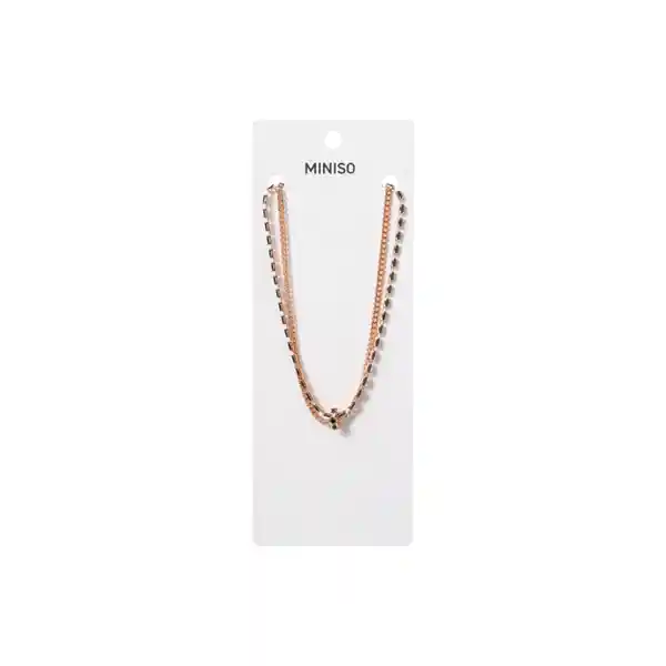 Collar Multicadena Con Strass Serie Dark Negro Miniso