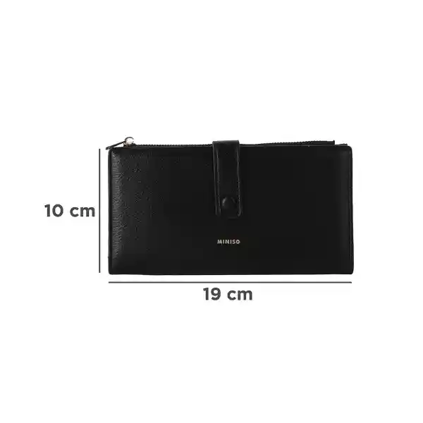Cartera Larga Para Mujer Negro Serie Miniso