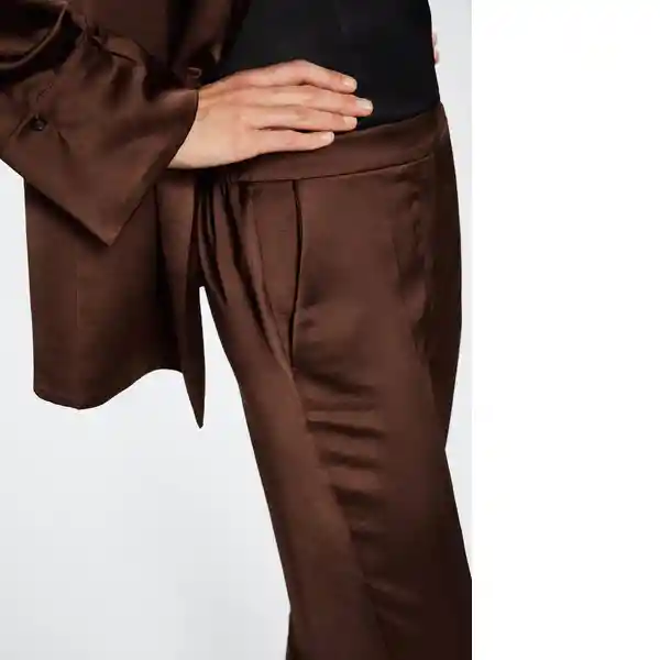 Pantalón Hana Chocolate Talla S Mujer Mango