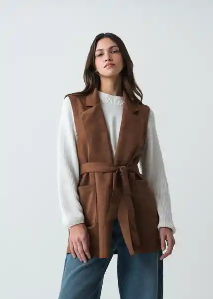 Chaleco Mujer Café Emperador Talla M 523G033 Naf Naf