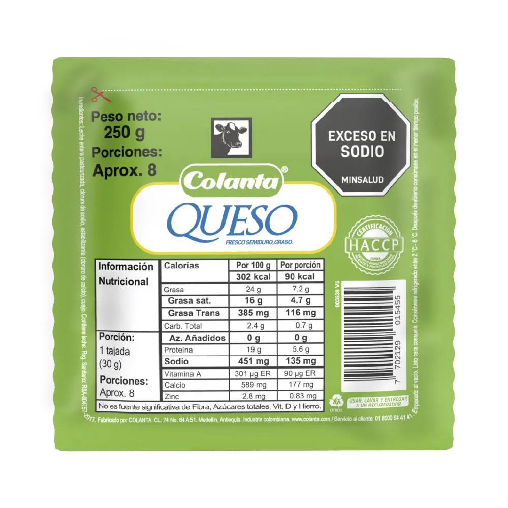 Colanta Queso Blanco en Bloque 250 g