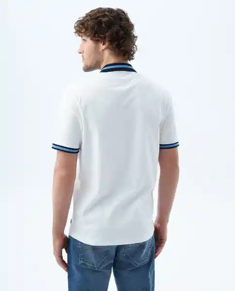 Camiseta Hombre Blanco y Azul Talla M 809f021 Americanino