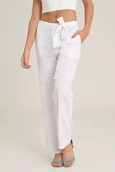 Pantalón Lino Anudado Color Blanco Talla 14 Ragged