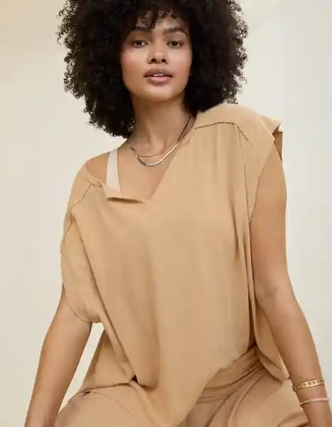 Camiseta Aerie Café Talla Medium 3854214 American Eagle