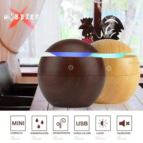 Humidificador Domo Madera Café Oscuro