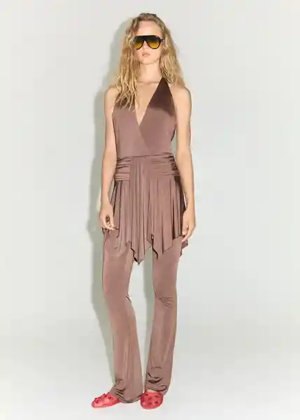 Vestido Moca Marron Talla XS Mujer Mango