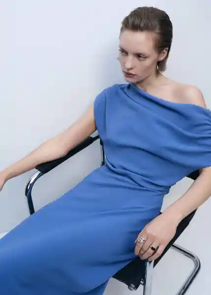 Vestido Marina Azul Talla M Mujer Mango