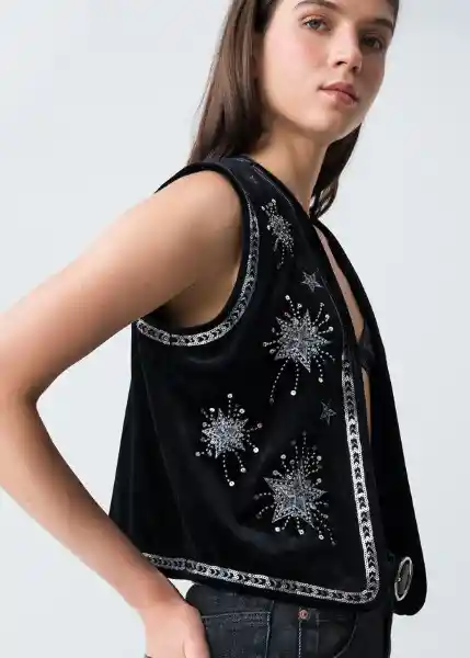 Chaleco Mujer Negro Puro Ultraoscuro Talla M 423G070 Naf Naf