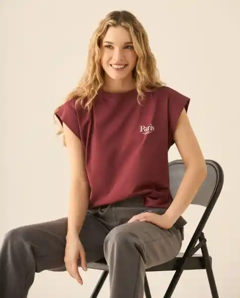 Camiseta Rojo Sangría Oscuro Talla S 103G003 Esprit