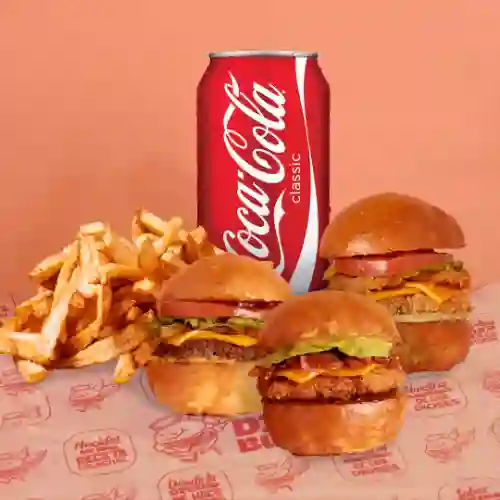 Trio Mini Burgers + Papas + Bebida