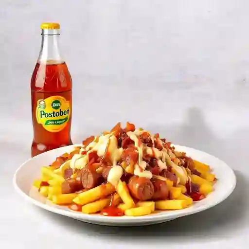 Salchipapa grande + postobón 250 ml