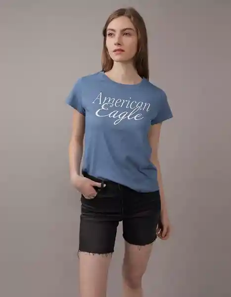 Camiseta Mujer Azul Talla Medium American Eagle 03009462