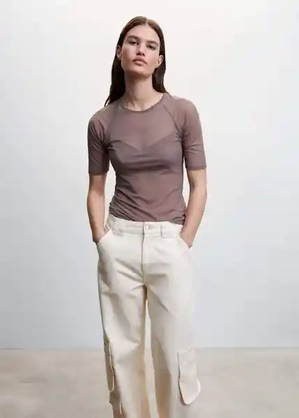 Camiseta Mana Nude Talla S Mujer Mango