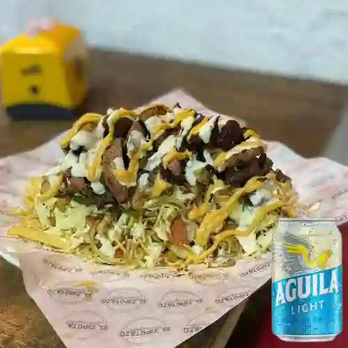Combo Salchipapa Combinada + Aguila Light Lta 330ml