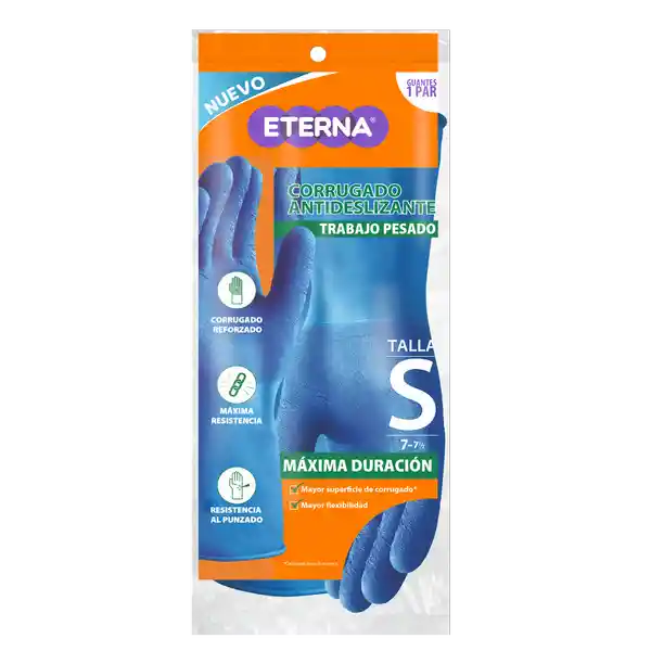 Eterna Guantes Corrugado Antideslizante Azul Talla S