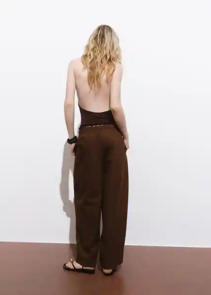 Pantalón Lupe Marrón Talla L Mujer Mango