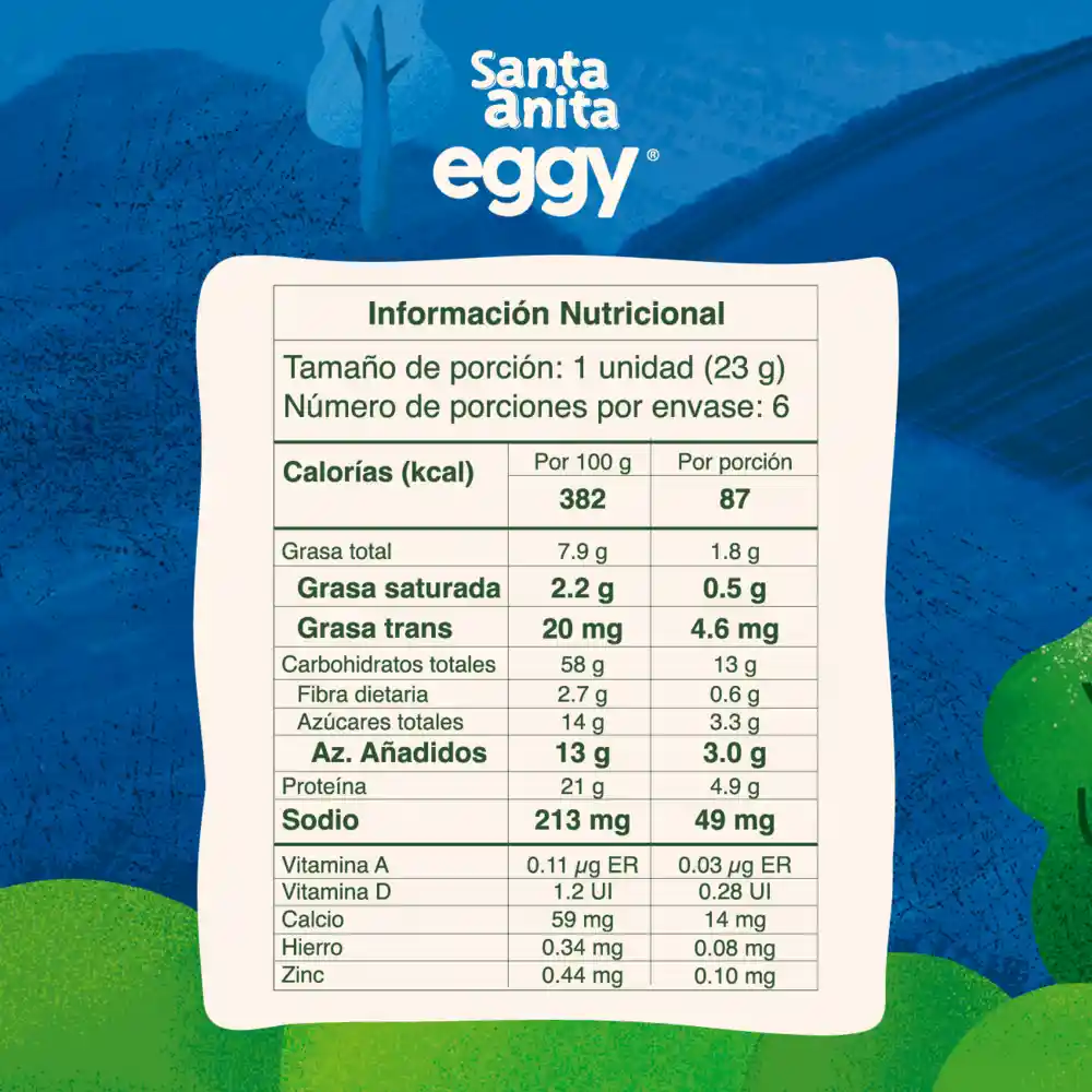 Santa Anita Eggy Barra de cereal Vainilla con proteina de huevo 