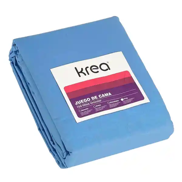 Krea Juego de Cama King 150 Hilos Unicolor Azul