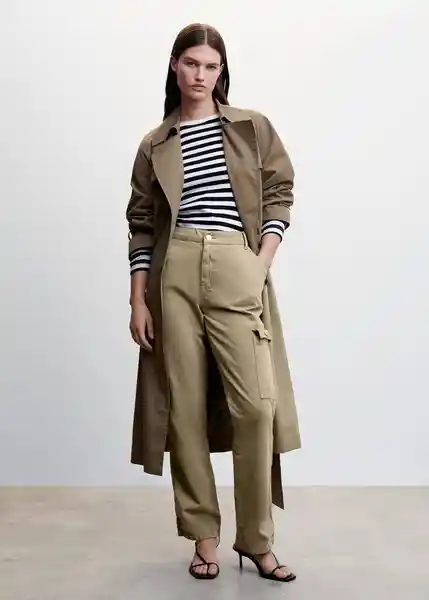 Pantalón Jean New Cargo Khaki Talla 46 Mujer Mango