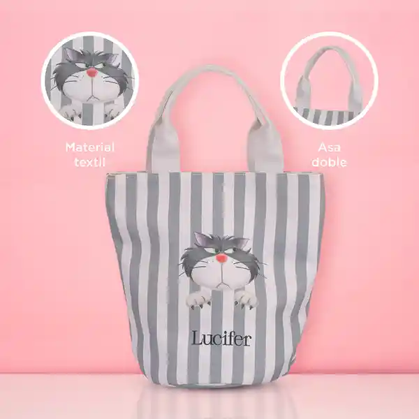 Bolso Disney Cat Colección Lucifer Gris Miniso