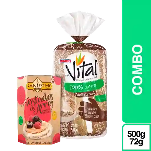 Combo Pan Vital Fruticereal + Tostadas Arroz Integral Sanissimo