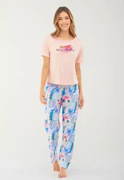 St Even Pijama Pantalón Largo Camiseta Mujer Rosado T.M-Rosado