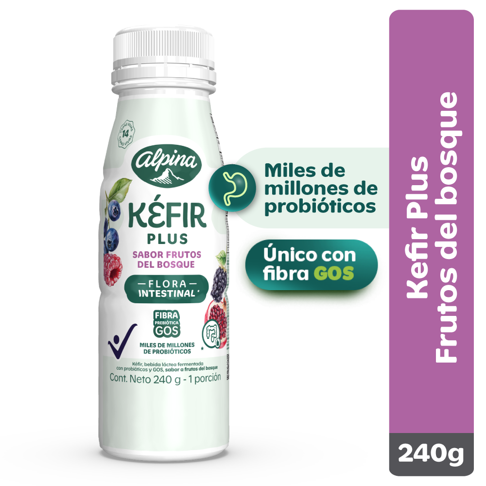 Kéfir Plus Alpina sabor frutos del bosque 240g