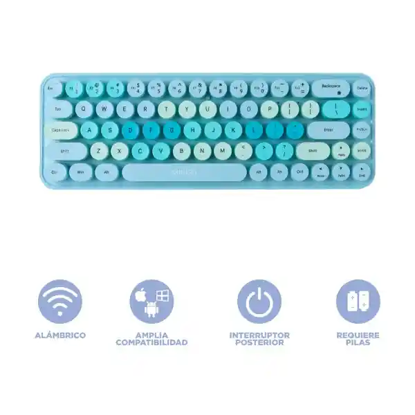 Teclado Inalambrico de Moda Modelo Verde Sk 676Ag Miniso