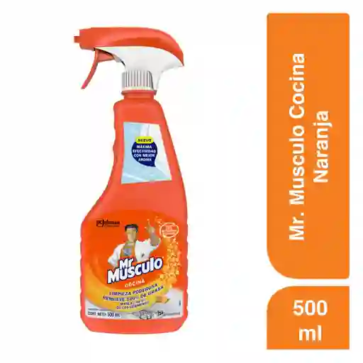 Mr Musculo Limpiador Quitagrasa líquido naranja atomizador, 500ml