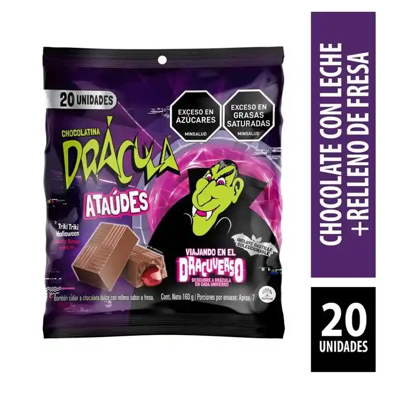 Drácula Chocolate de Leche con Relleno Sabor a Fresa